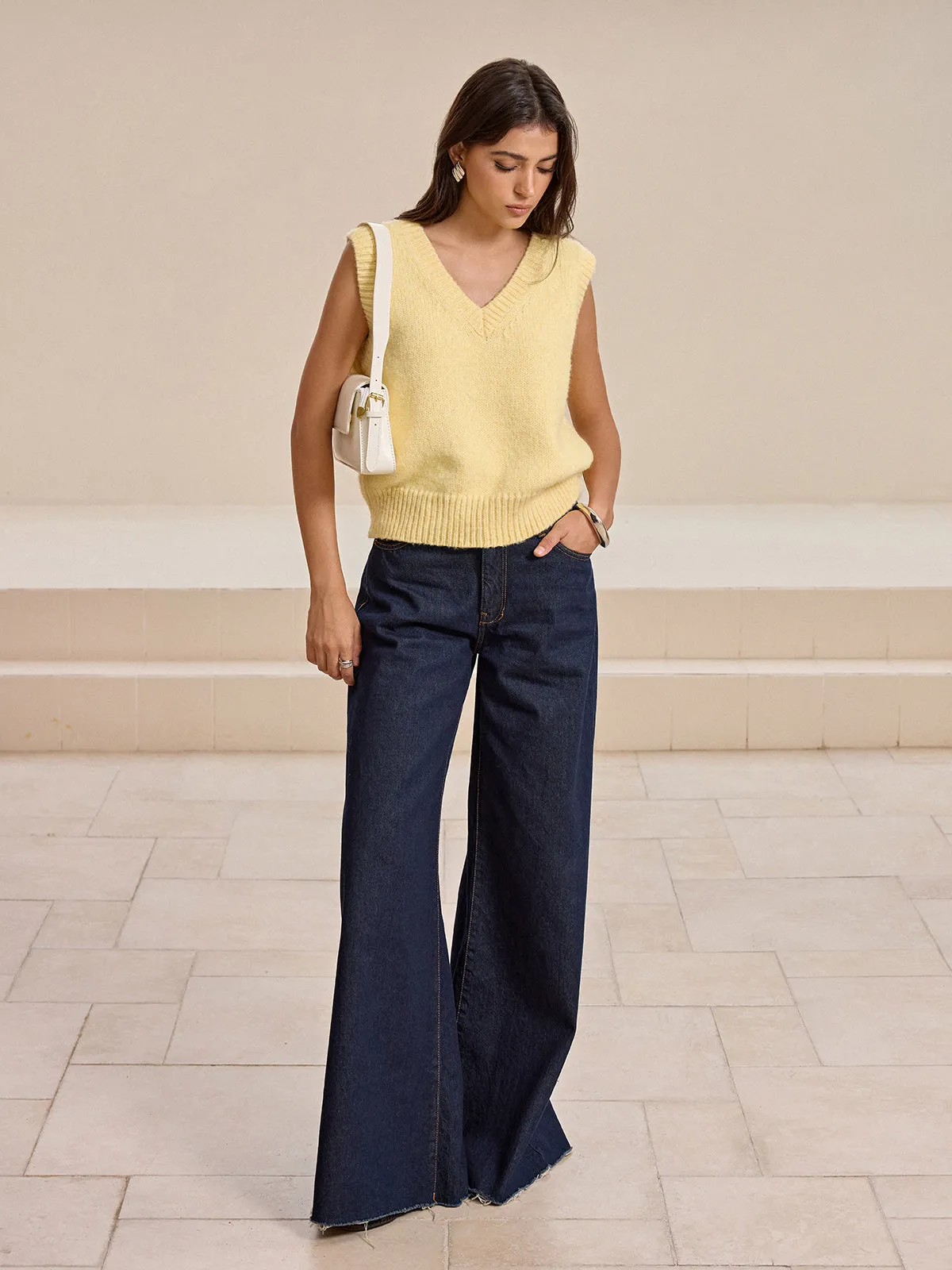 V-Neck Wool-Blend Knitted Vest sold by COMMENSE product image thumbnail 3