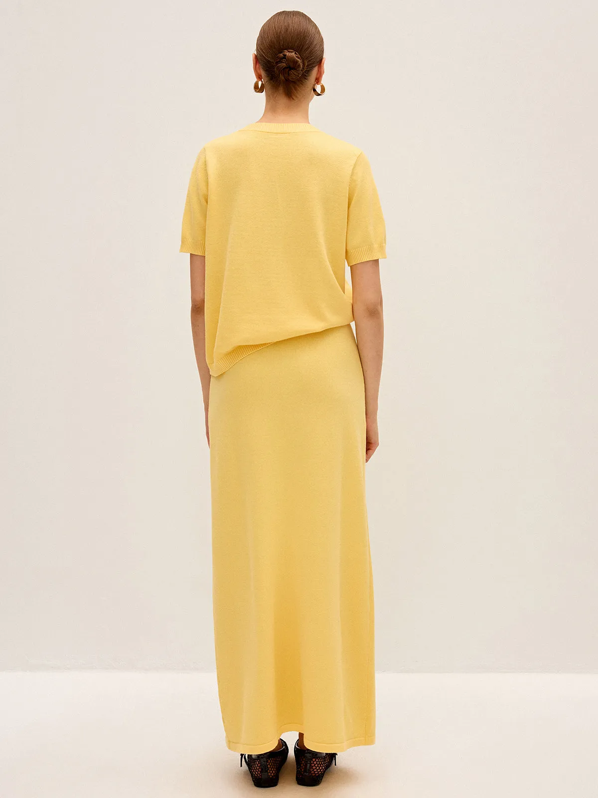 Knitted Short-Sleeve Top and Maxi Skirt Set sold by COMMENSE product image thumbnail 5