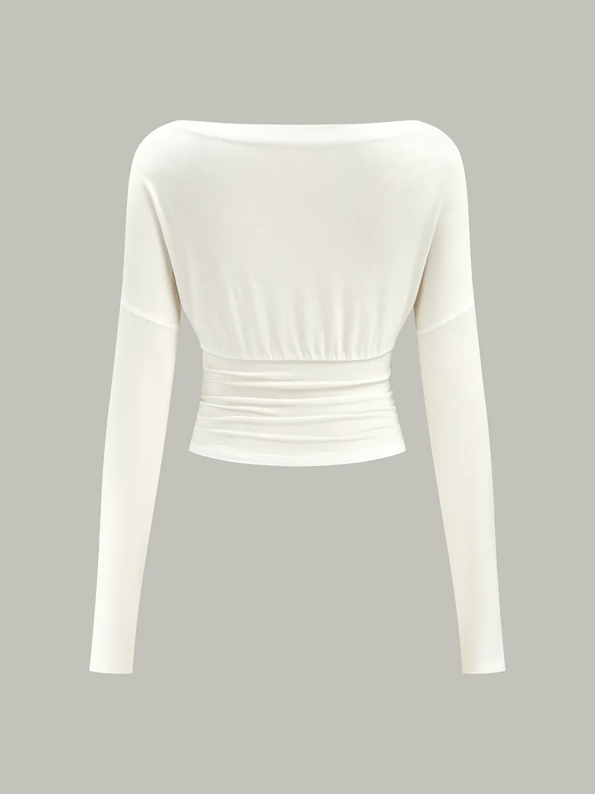 Semi-Sheer Ruched Waist Long-Sleeve Top sold by COMMENSE product image thumbnail 4