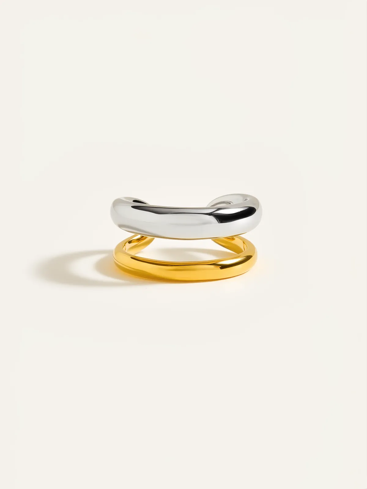 Two-Tone Layered Geometric Ring sold by COMMENSE product image thumbnail 4