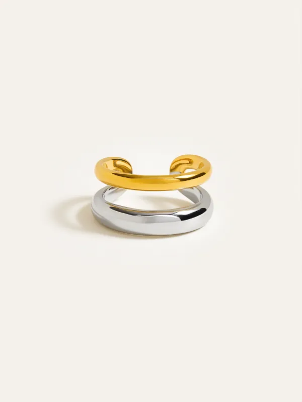 Two-Tone Layered Geometric Ring sold by COMMENSE