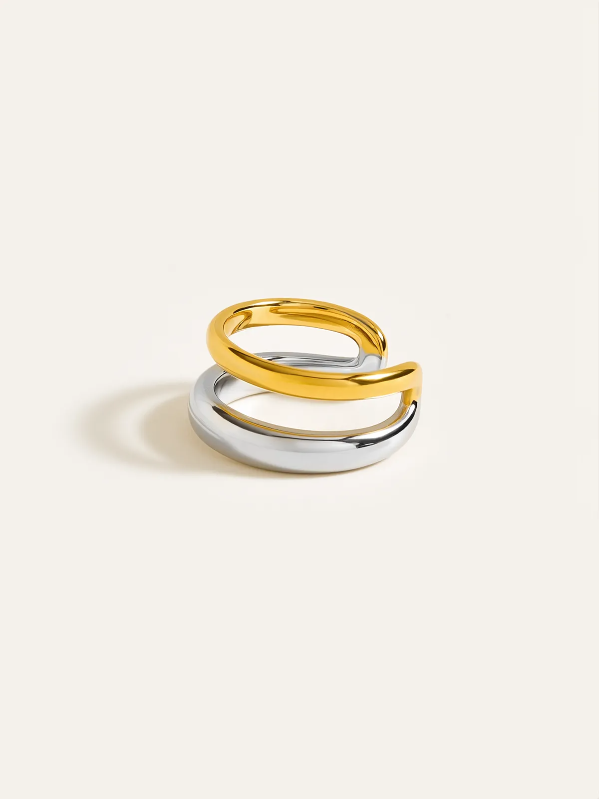 Two-Tone Layered Geometric Ring sold by COMMENSE product image thumbnail 3