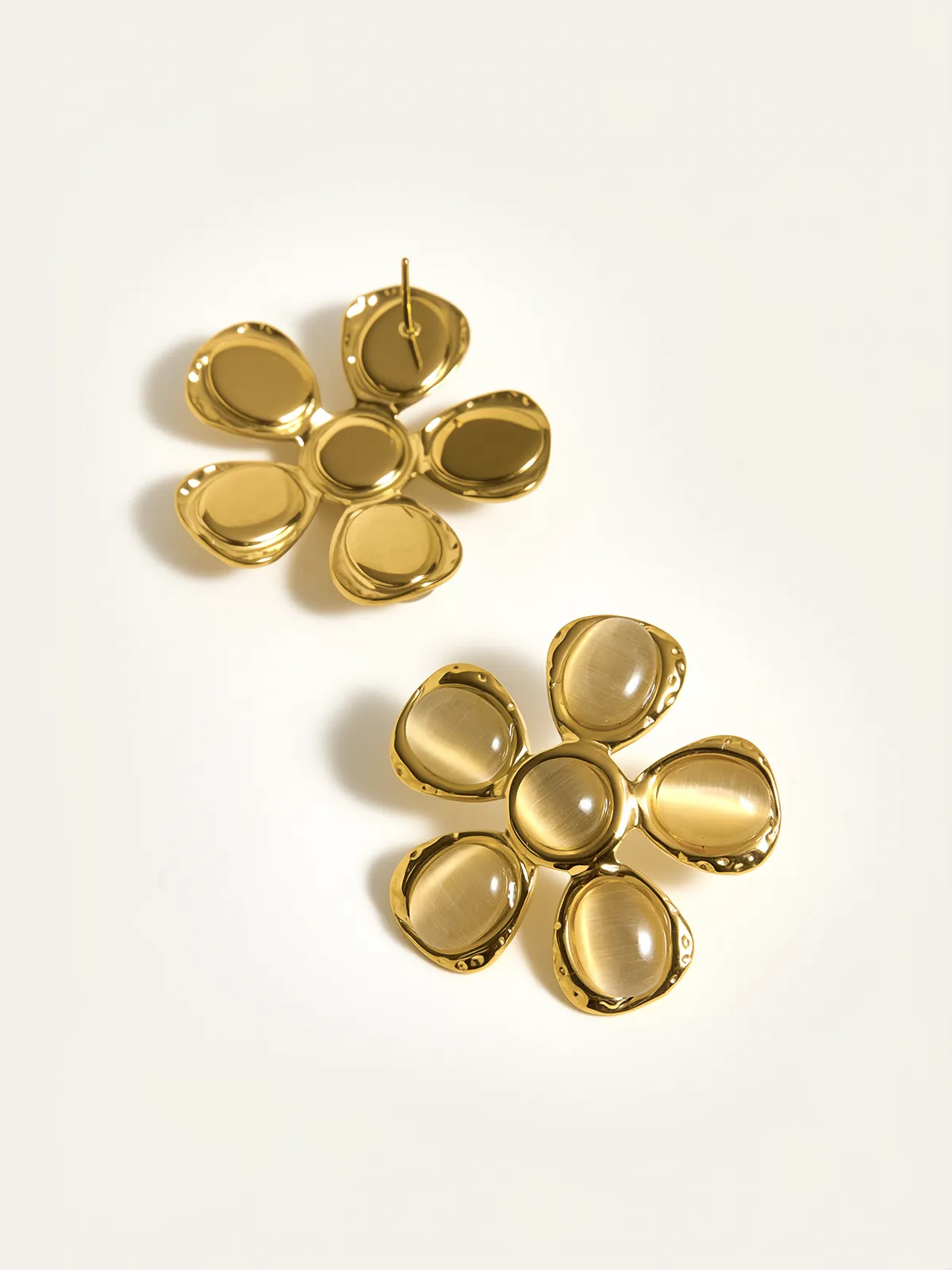 Cat-Eye Stone Flower Earrings sold by COMMENSE product image thumbnail 3