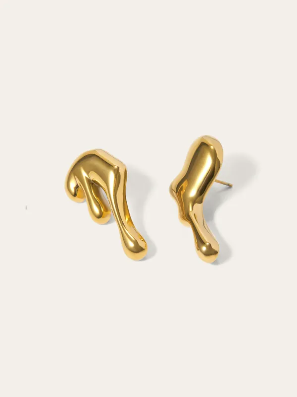 Golden Irregular Sculptural Stud Earrings sold by COMMENSE