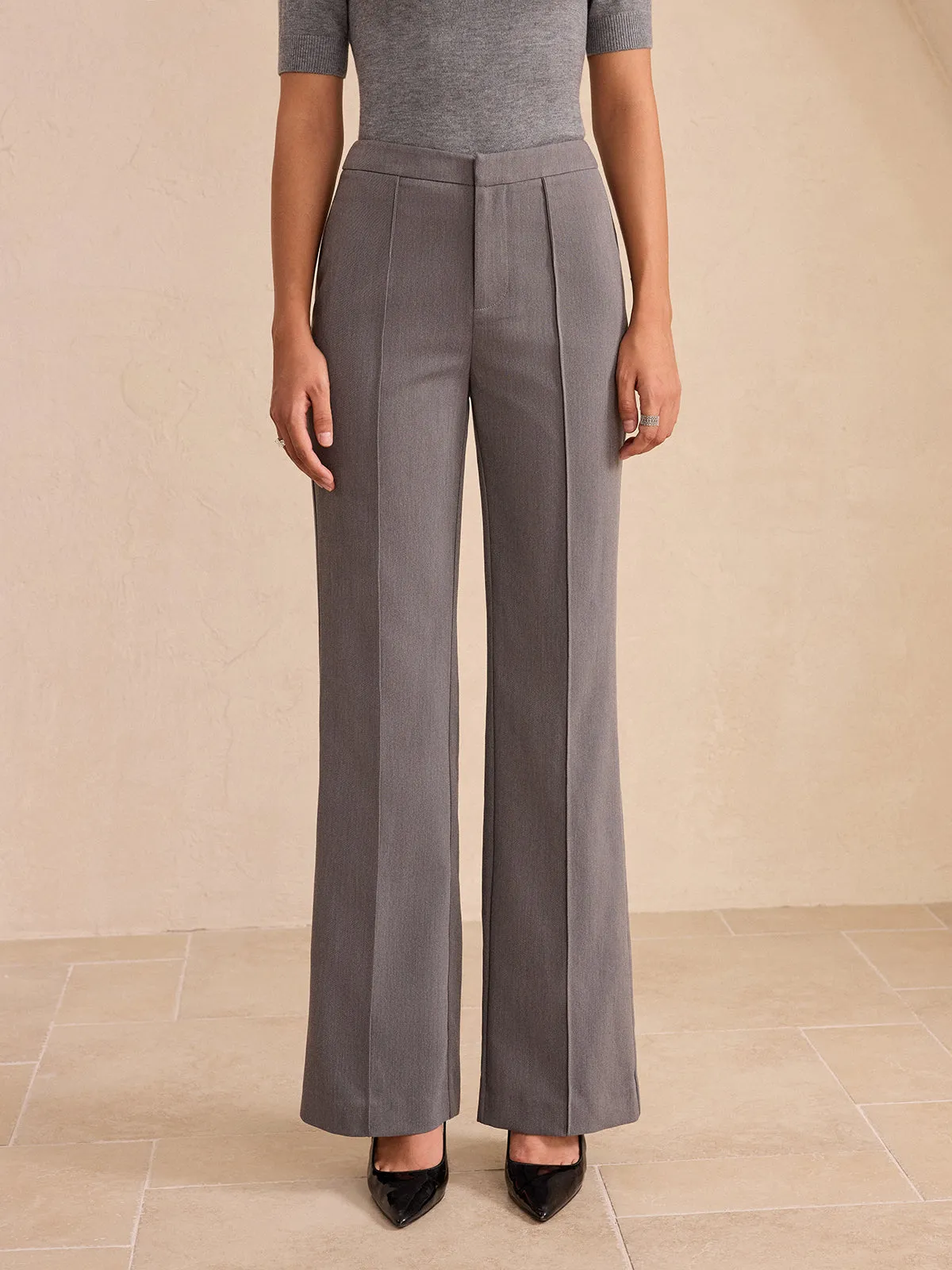 Mid-Waist Flared Pants sold by COMMENSE product image thumbnail 2