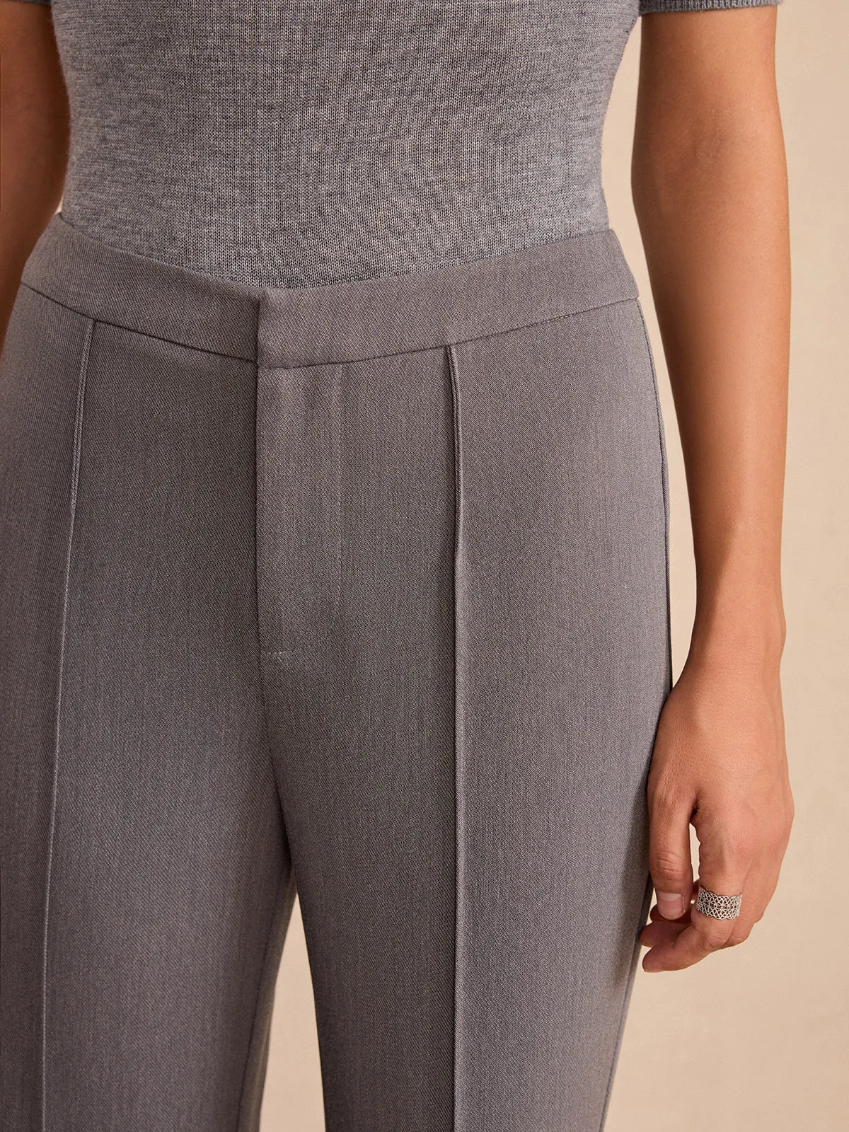 Mid-Waist Flared Pants sold by COMMENSE product image thumbnail 4