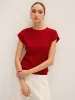 Wool-Blend Cap Sleeve Knit Top sold by COMMENSE