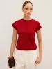 Wool-Blend Cap Sleeve Knit Top sold by COMMENSE