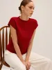 Wool-Blend Cap Sleeve Knit Top sold by COMMENSE
