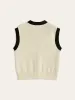 Contrast Trim Metal Button Textured Knit Vest sold by COMMENSE