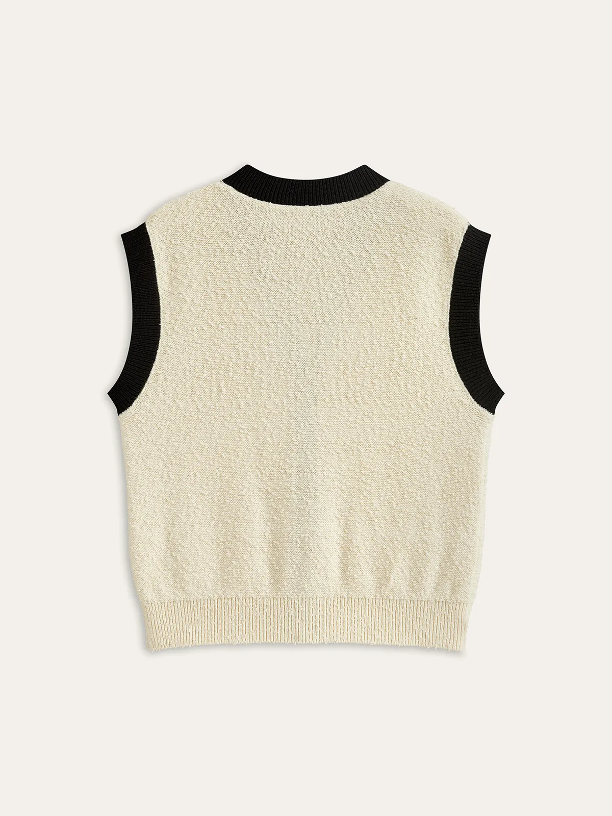 Contrast Trim Metal Button Textured Knit Vest sold by COMMENSE product image thumbnail 2
