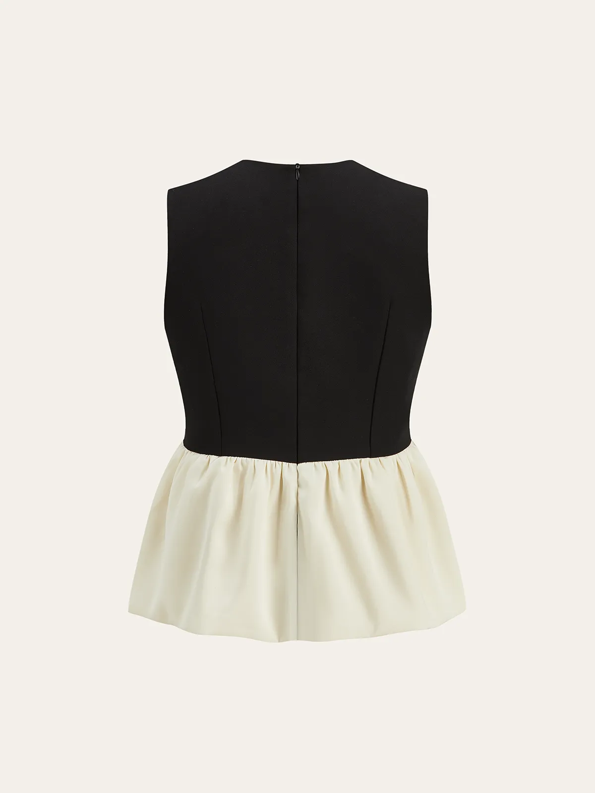 V-Neck Ruffle Hem Contrast Panel Top sold by COMMENSE product image thumbnail 2