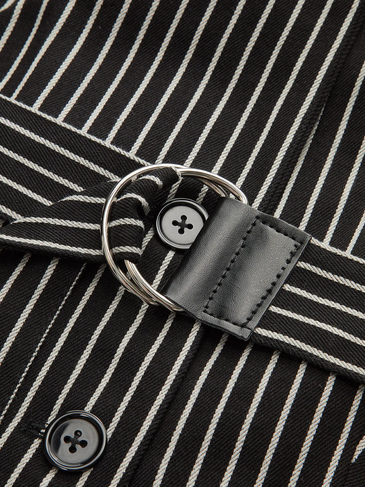 Cotton-Blend Striped Belted Longline Vest sold by COMMENSE product image thumbnail 4