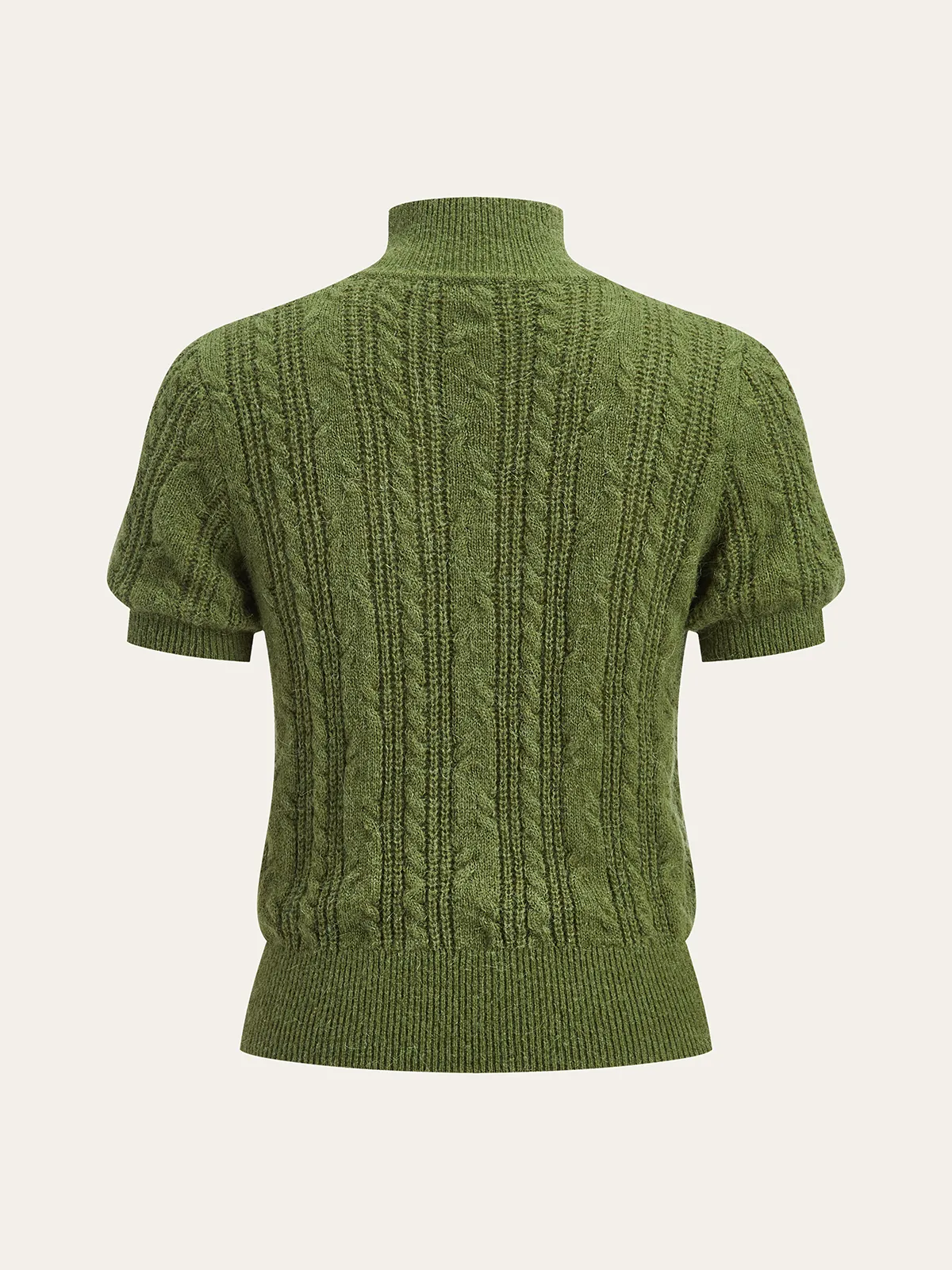Cable-Knit Mock Neck Short-Sleeve Sweater Top sold by COMMENSE product image thumbnail 3