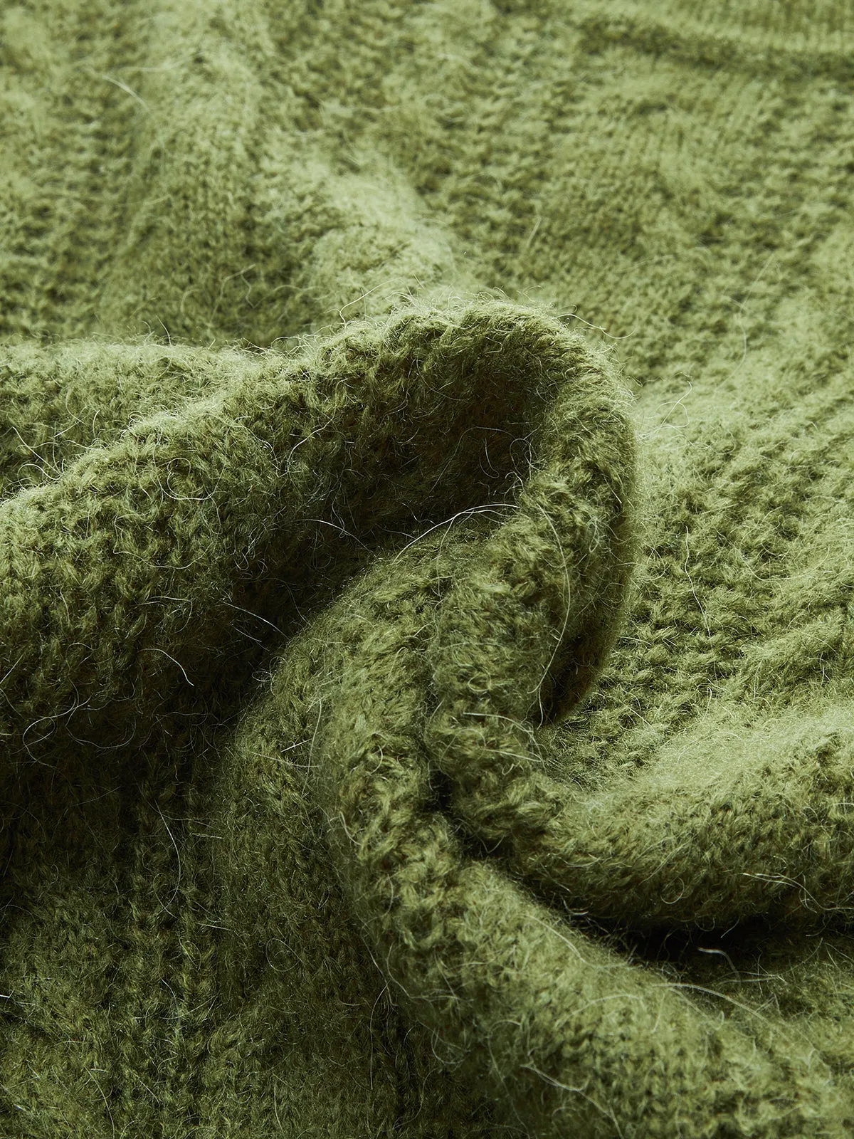 Cable-Knit Mock Neck Short-Sleeve Sweater Top sold by COMMENSE product image thumbnail 5