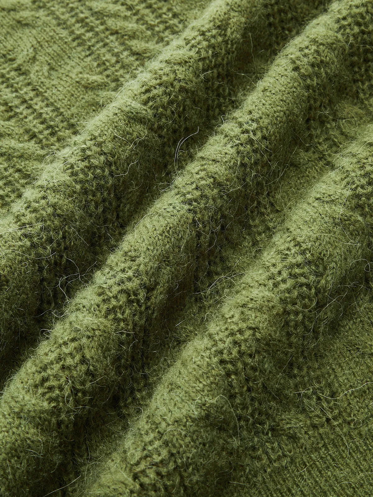 Cable-Knit Mock Neck Short-Sleeve Sweater Top sold by COMMENSE product image thumbnail 4