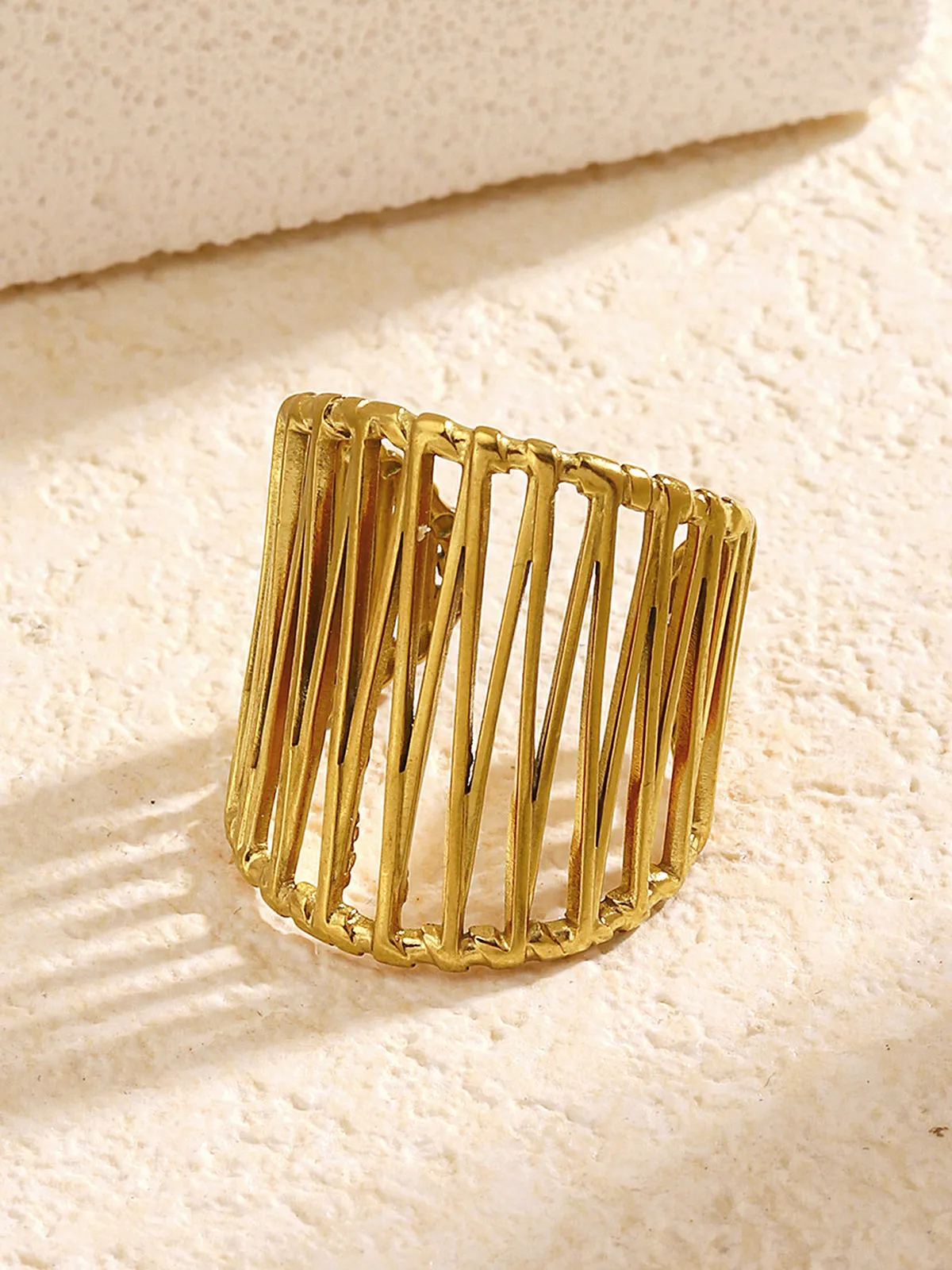 Golden Geometric Cut-Out Ring sold by COMMENSE product image thumbnail 2