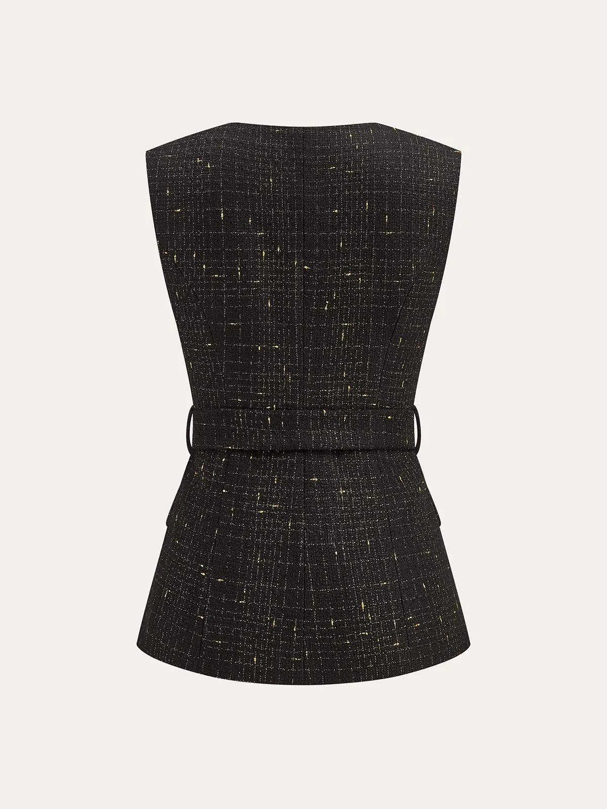 Tweed Belted Sleeveless Vest sold by COMMENSE product image thumbnail 3