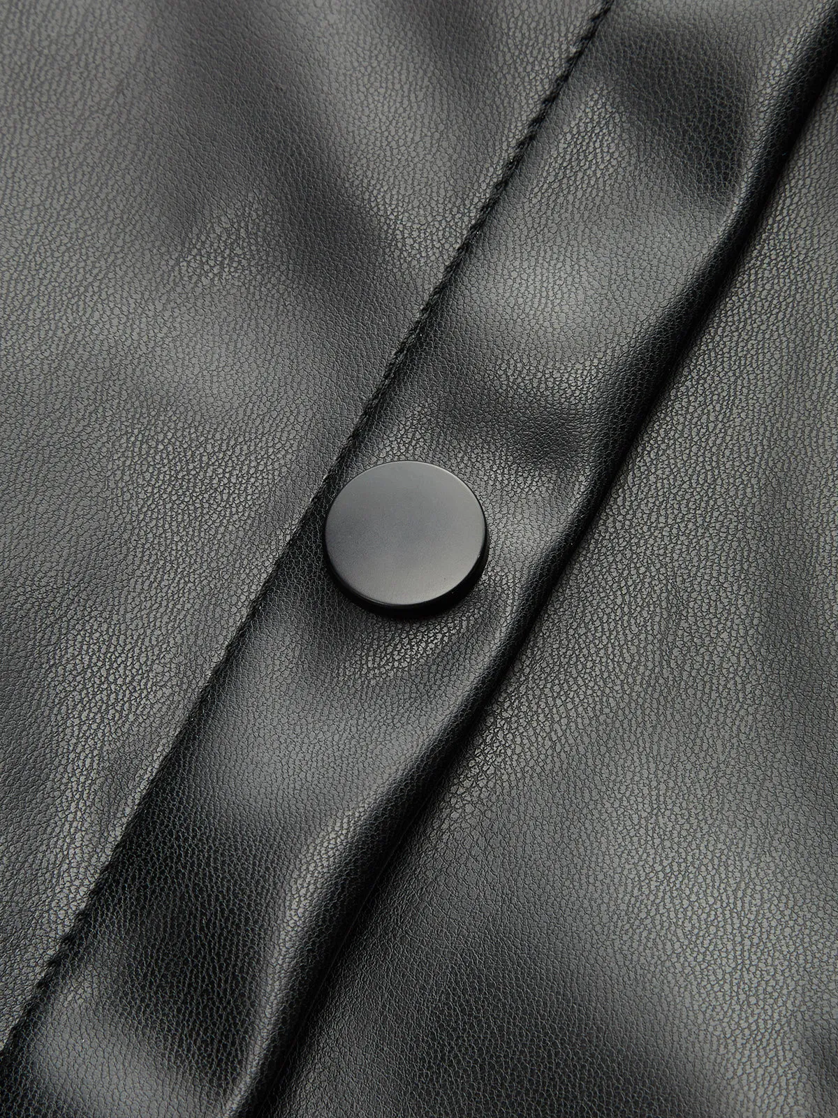 Faux Leather Panel Shirt Dress sold by COMMENSE product image thumbnail 3