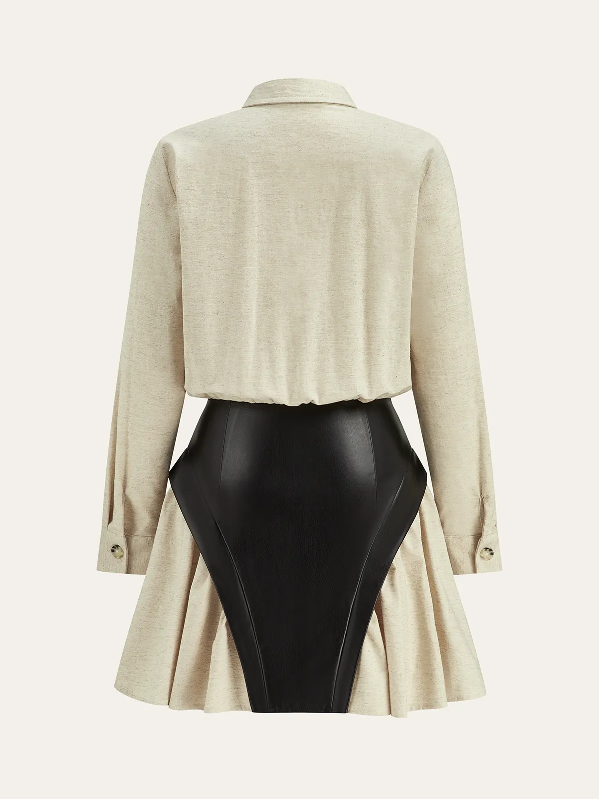 Faux Leather Panel Shirt Dress sold by COMMENSE product image thumbnail 2