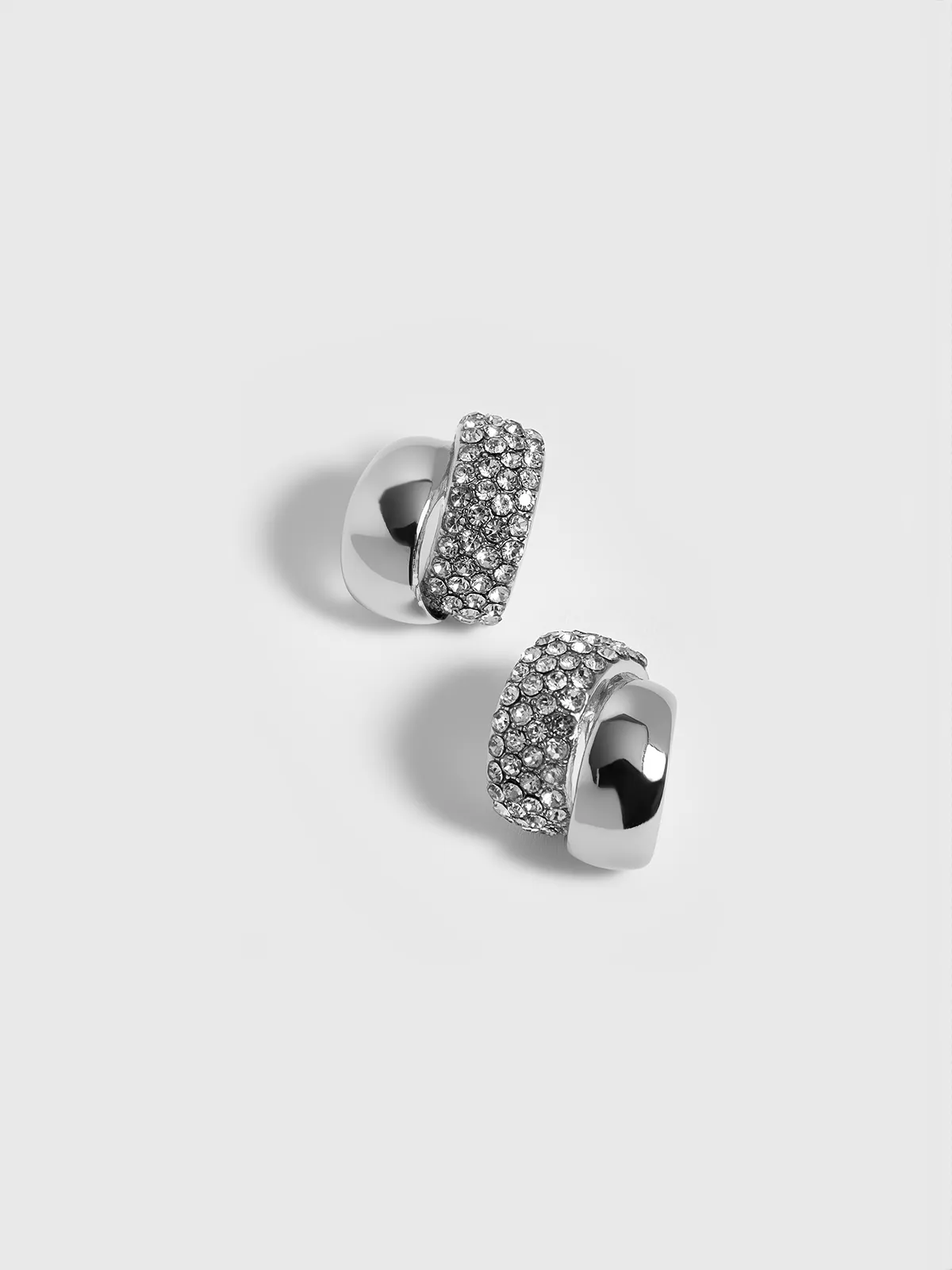 Pave Crystal Stud Earrings sold by COMMENSE product image thumbnail 2