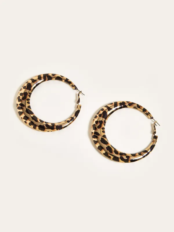 Leopard Print Hoop Earrings sold by COMMENSE