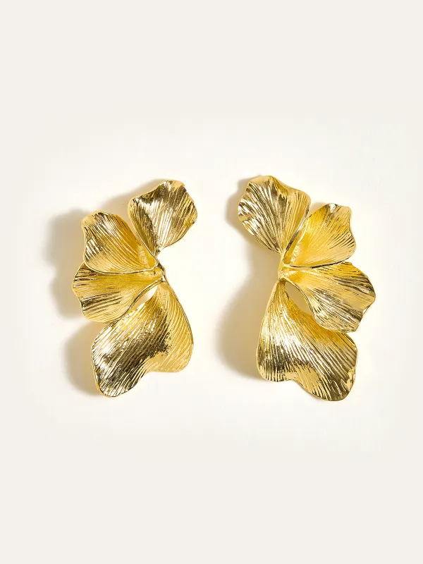 Golden Petal Earrings sold by COMMENSE