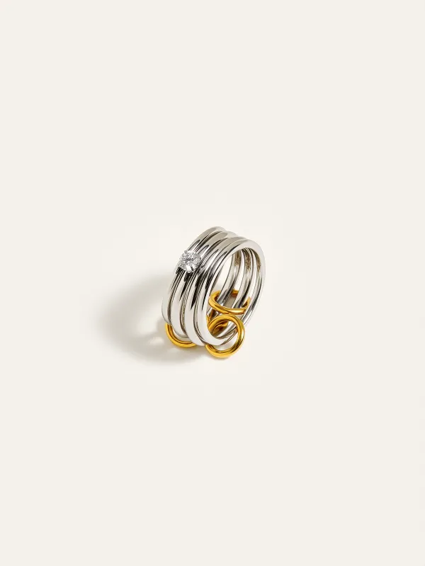 Two-Tone Layered Ring with Diamond Accent sold by COMMENSE