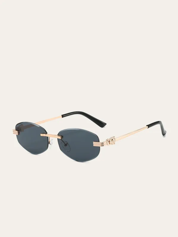Golden Rimless Oval Sunglasses sold by COMMENSE