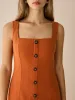 Square-Neck Button-Front Maxi Dress with Slit sold by COMMENSE