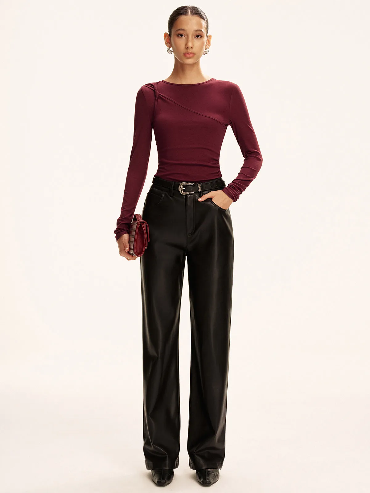 Asymmetric Twist Long-Sleeve Top sold by COMMENSE product image thumbnail 2