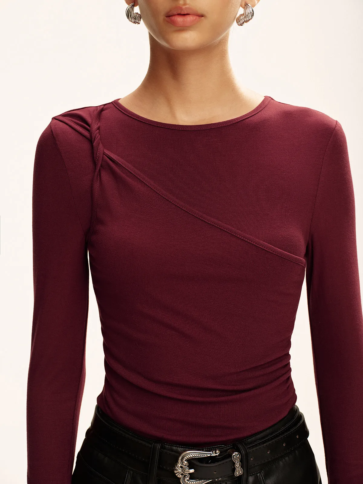 Asymmetric Twist Long-Sleeve Top sold by COMMENSE product image thumbnail 3