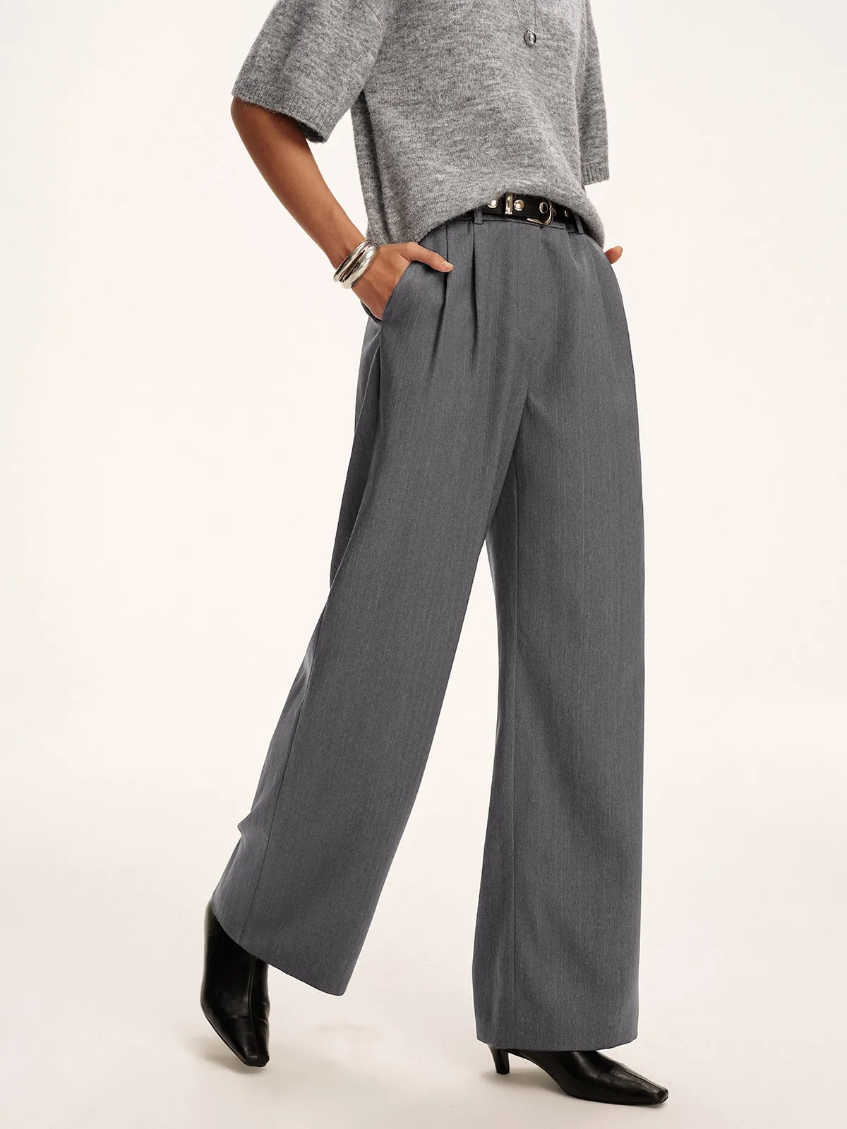 Cotton-Blend Pleated Pants without Belt sold by COMMENSE product image thumbnail 2