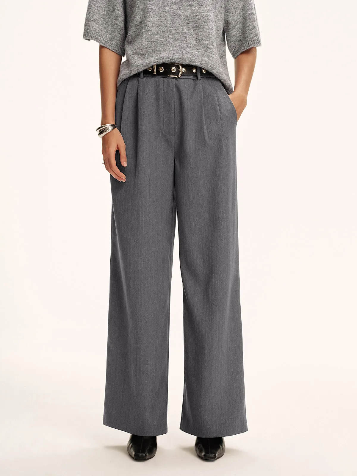 Cotton-Blend Pleated Pants without Belt sold by COMMENSE product image thumbnail 4