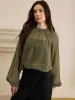Semi-Sheer Chiffon Lace Trim Blouse sold by COMMENSE