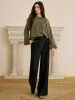 Semi-Sheer Chiffon Lace Trim Blouse sold by COMMENSE