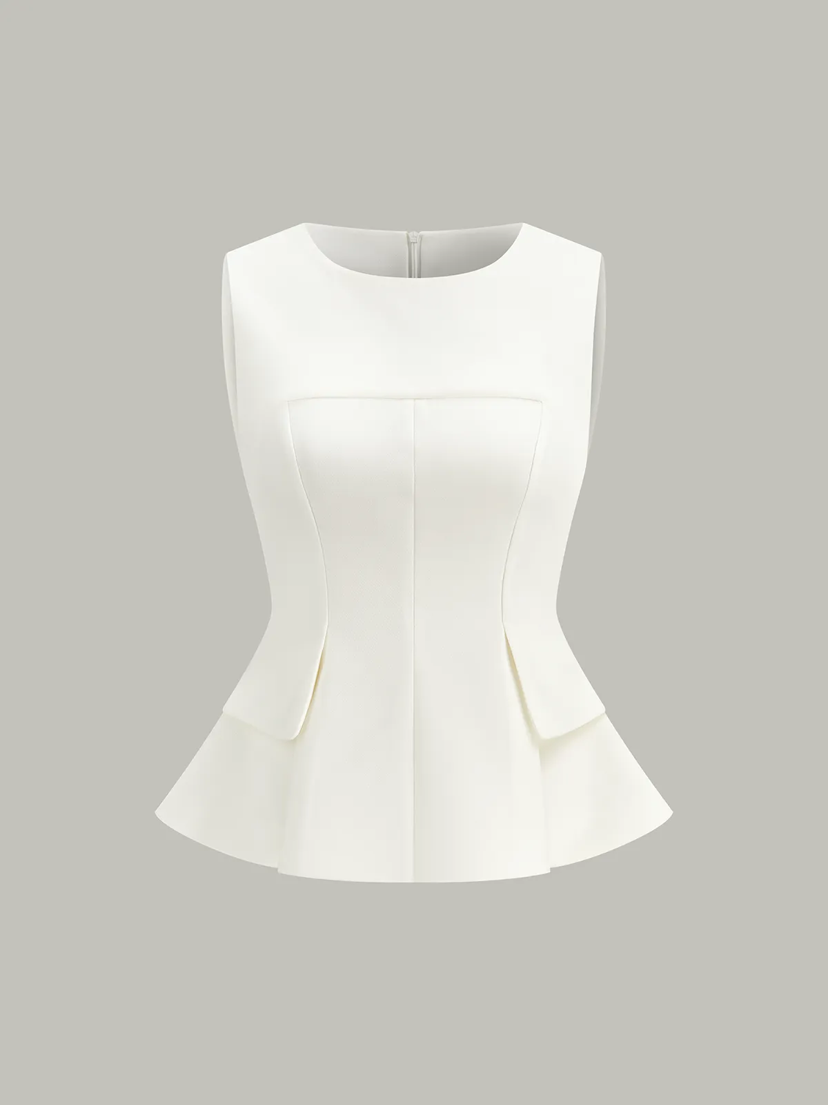 Sleeveless Peplum Back Zipper Top sold by COMMENSE