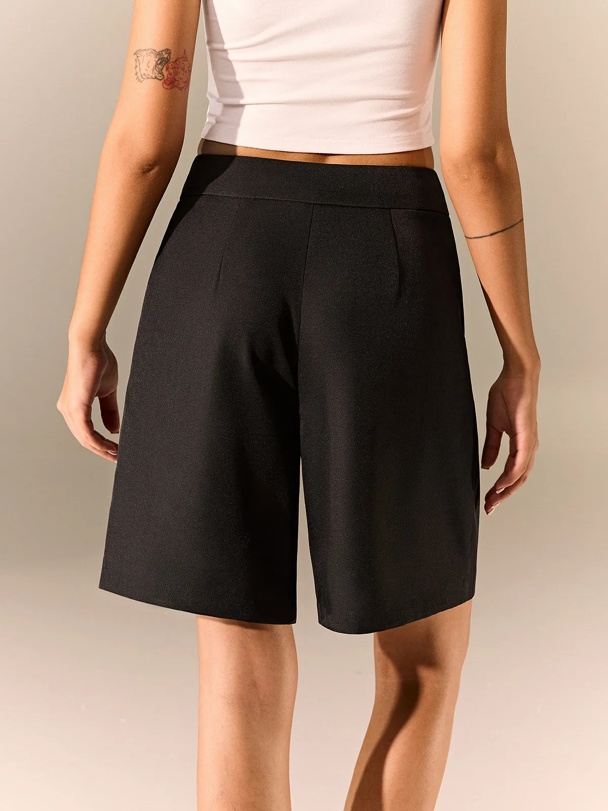 Buckle Detail Mid-Waist Shorts sold by COMMENSE product image thumbnail 3