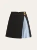 Asymmetric Striped-Panel Mini Skirt sold by COMMENSE