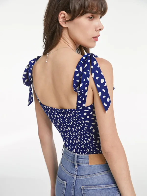 Light Petal Square Neck Tie Strap Contour Top sold by COMMENSE