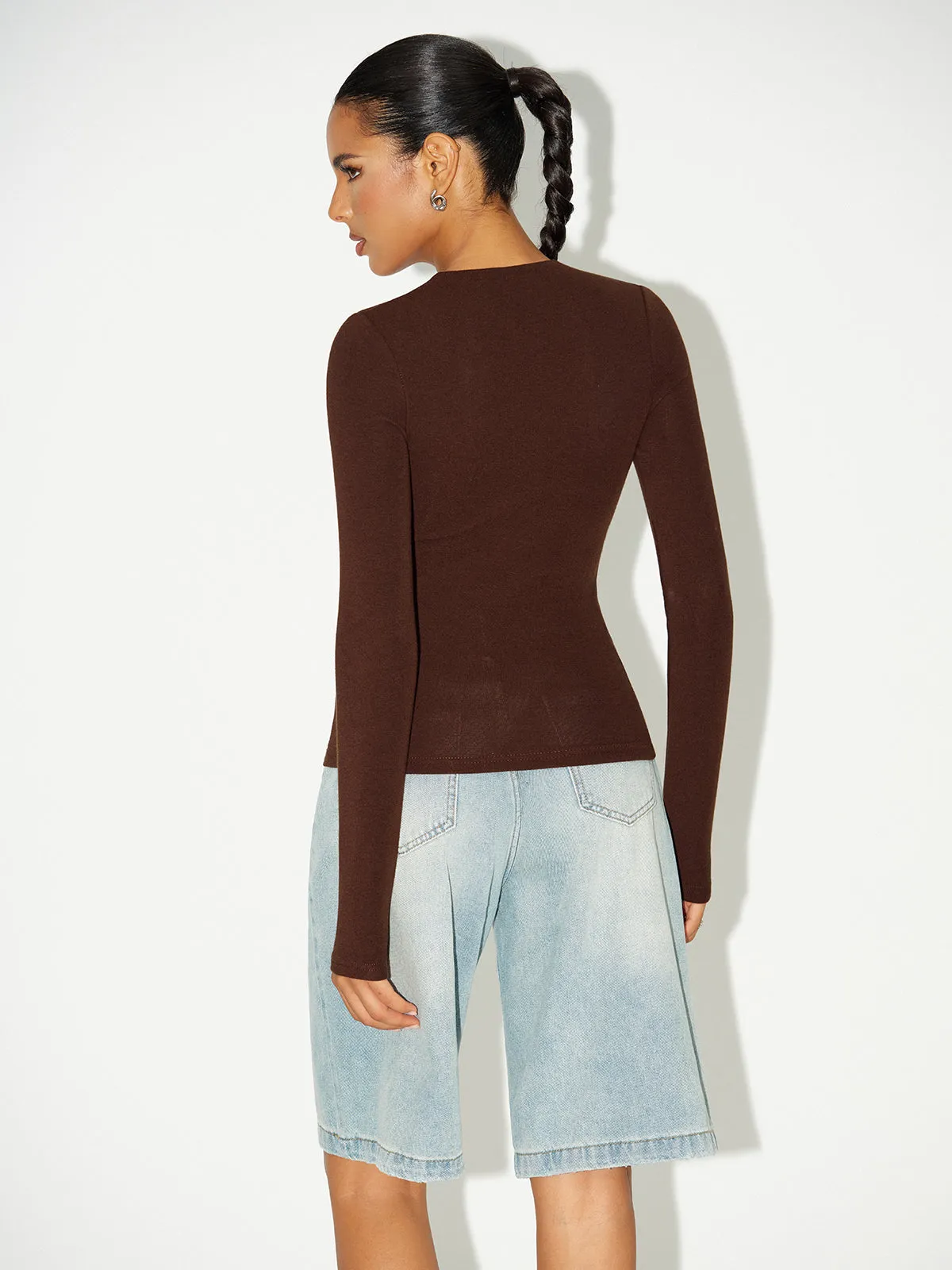 Bra-Free V-Neck Long-Sleeve Top sold by COMMENSE product image thumbnail 5