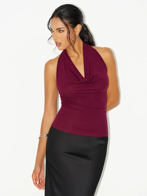 Cowl Neck Halter Top sold by COMMENSE