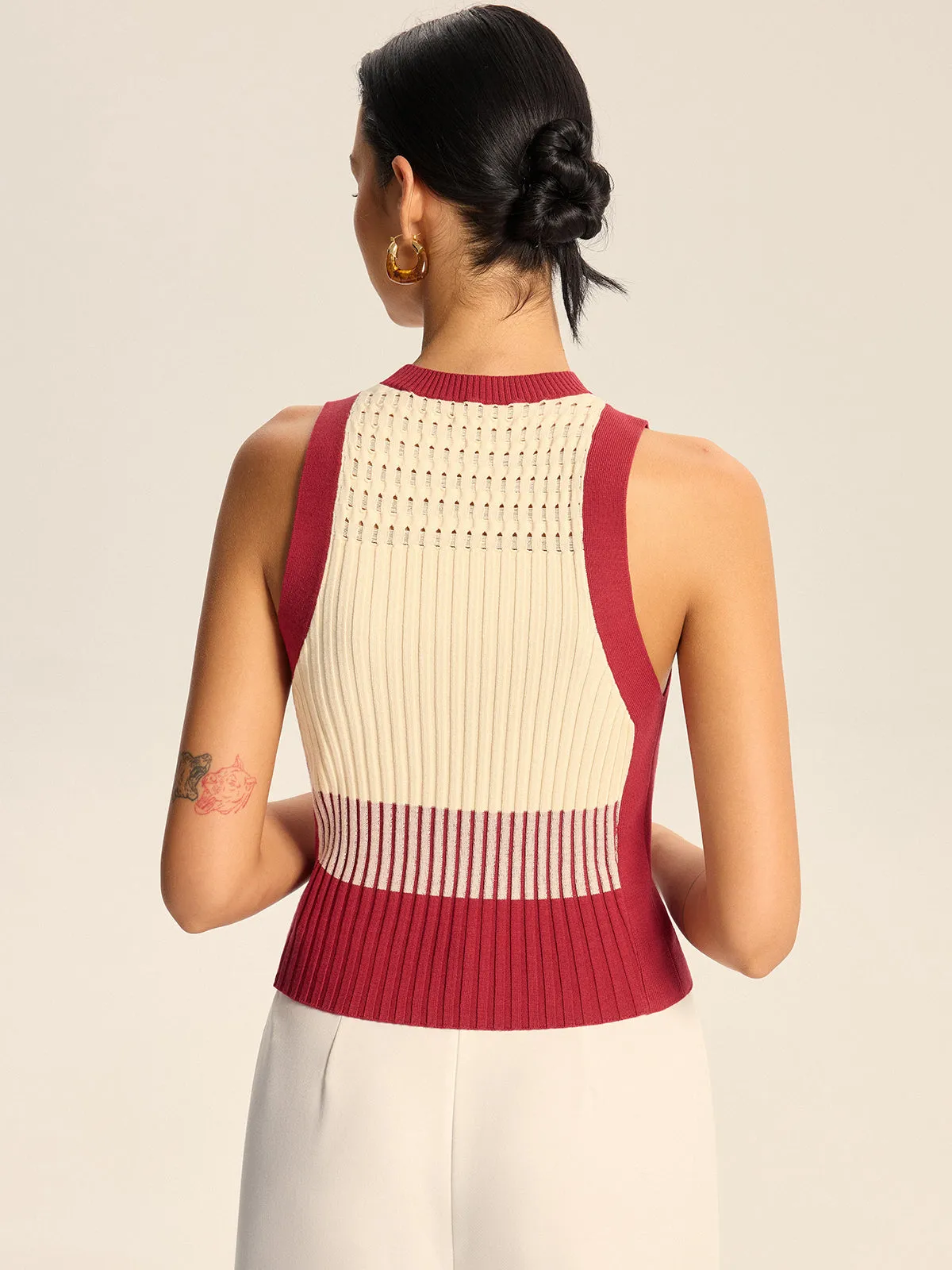 Color-Block Ribbed Knit Tank Top sold by COMMENSE product image thumbnail 5