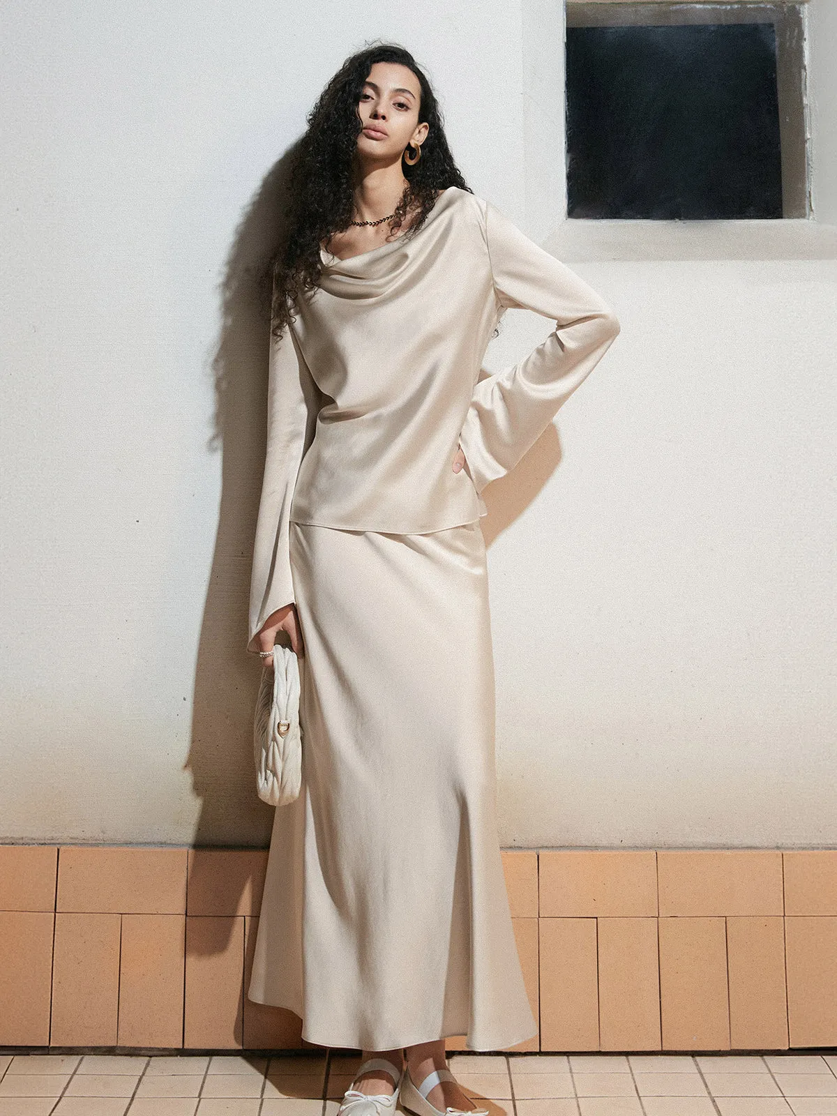 Elegant Satin Long Skirt sold by COMMENSE product image thumbnail 2