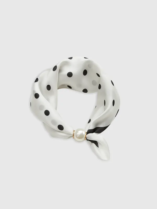 Polka Dot Neck Scarf with Pearl Magnetic Closure sold by COMMENSE