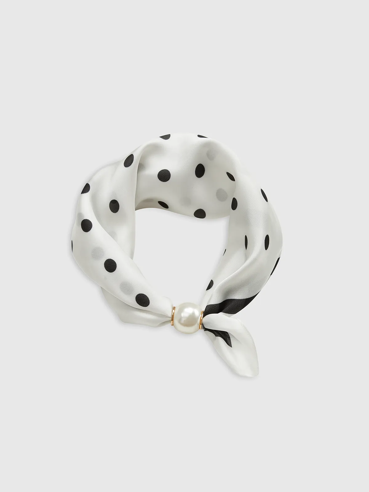 Polka Dot Neck Scarf with Pearl Magnetic Closure sold by COMMENSE