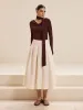 Asymmetric Neck Tie Detail Long-Sleeve T-Shirt sold by COMMENSE