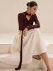 Asymmetric Neck Tie Detail Long-Sleeve T-Shirt sold by COMMENSE