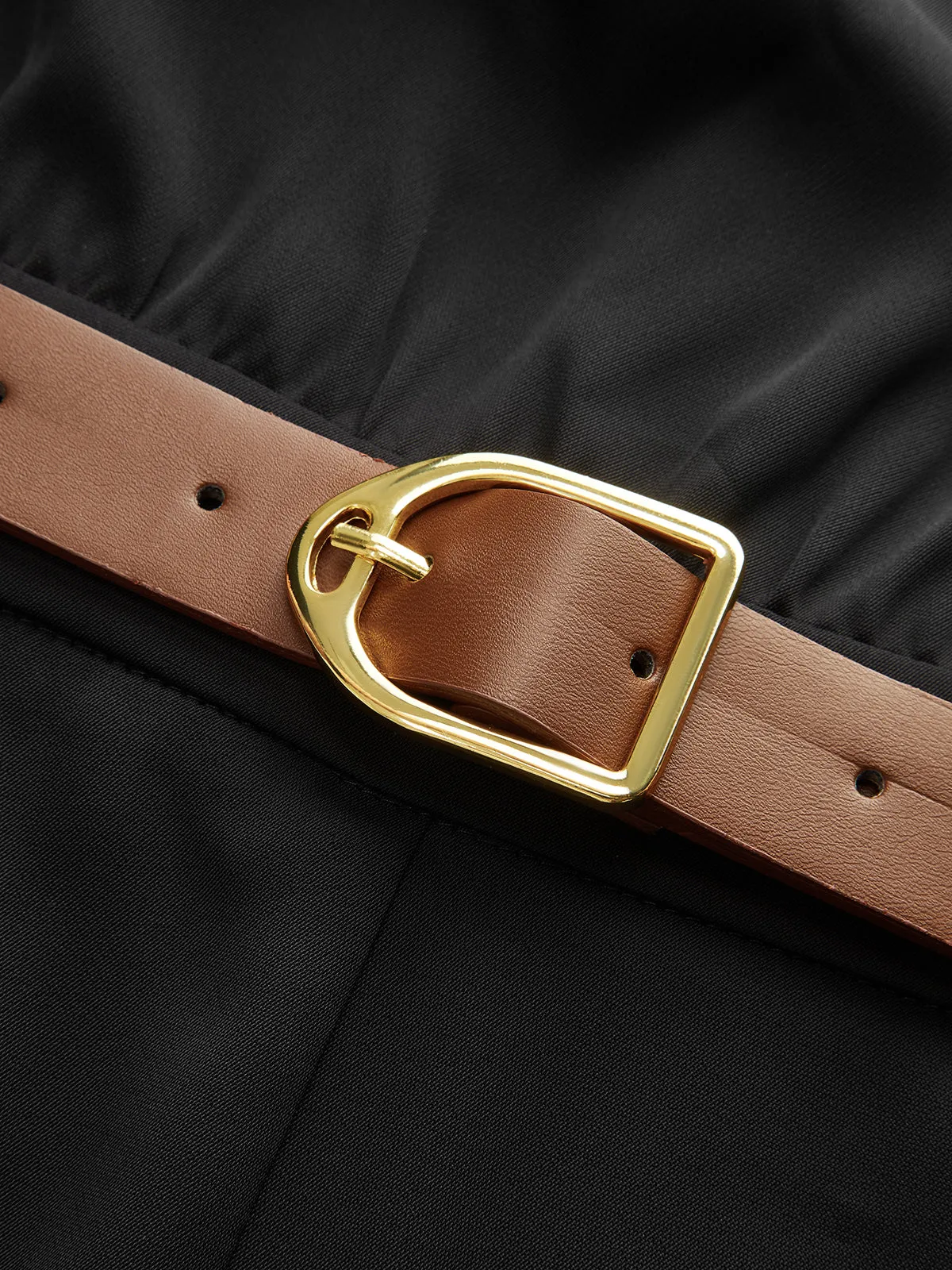 Belted Mock Neck Wide-Leg Jumpsuit sold by COMMENSE product image thumbnail 3