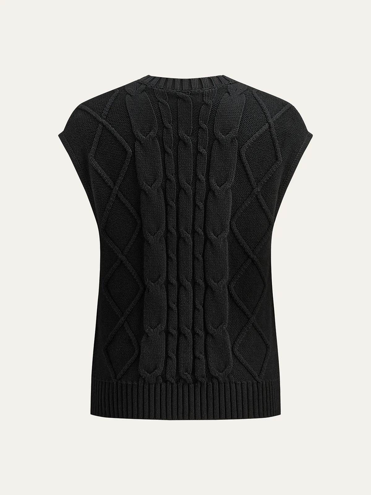 Cable-Knit Bow Cap Sleeve Vest sold by COMMENSE product image thumbnail 4